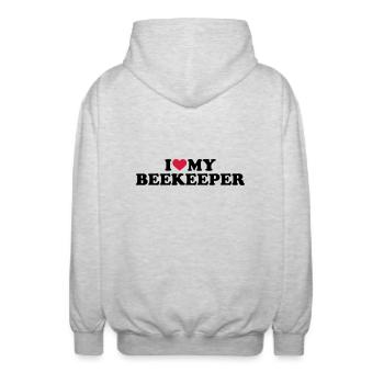Imker - Unisex Kapuzenjacke - Hellgrau meliert - Hinten - AI Model Male 185 light (185cm)