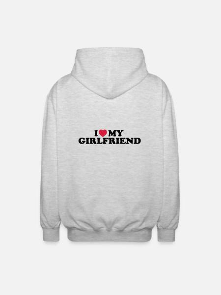 I love my girlfriend - Unisex Hooded Jacket - light heather grey