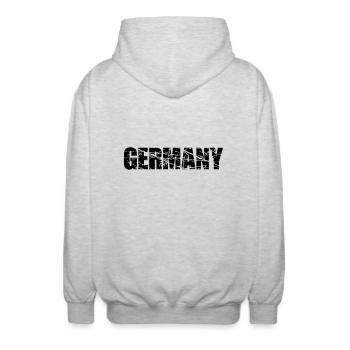 déchirures texte gratter 3 couleurs Allemagne nati - Veste à capuche unisexe - gris clair chiné - Dos - AI Model Male 185 light (185cm)