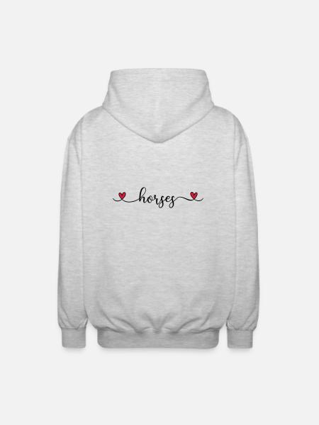 Ich liebe Pferde - Unisex Kapuzenjacke - Hellgrau meliert