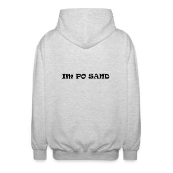 Im Po Sand - Unisex Kapuzenjacke - Hellgrau meliert - Hinten - AI Model Male 185 light (185cm)