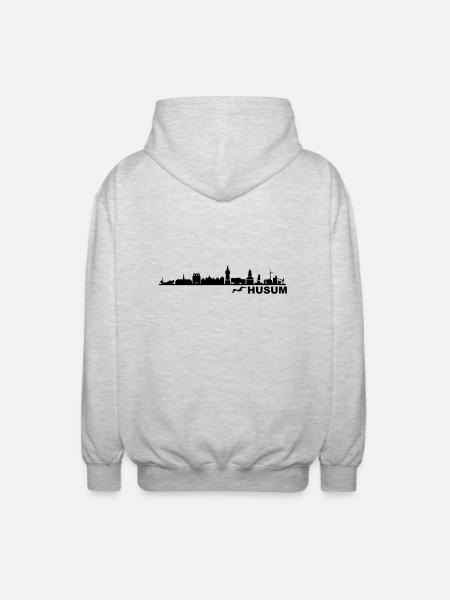 Skyline - Küste Husum - Unisex Kapuzenjacke - Hellgrau meliert