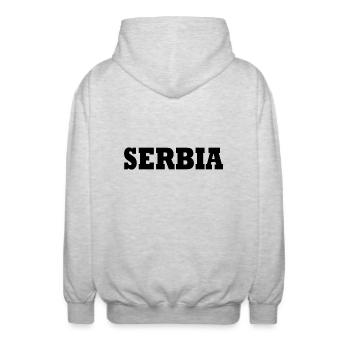 Serbien - Unisex Kapuzenjacke - Hellgrau meliert - Hinten - AI Model Male 185 light (185cm)