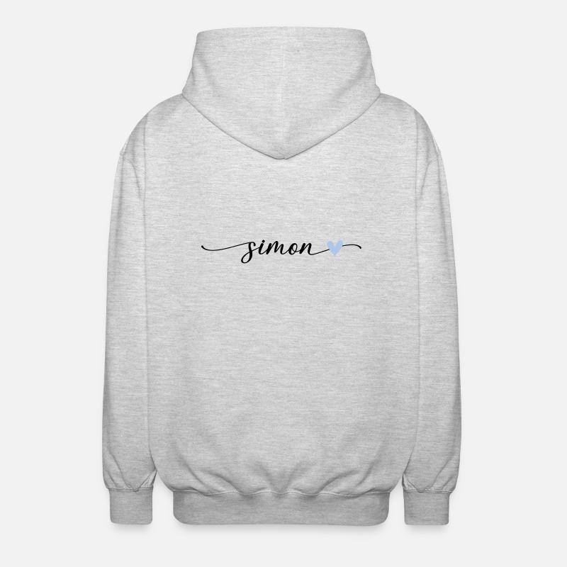 Simon Name Calligraphie Police - Veste à capuche unisexe - gris clair chiné