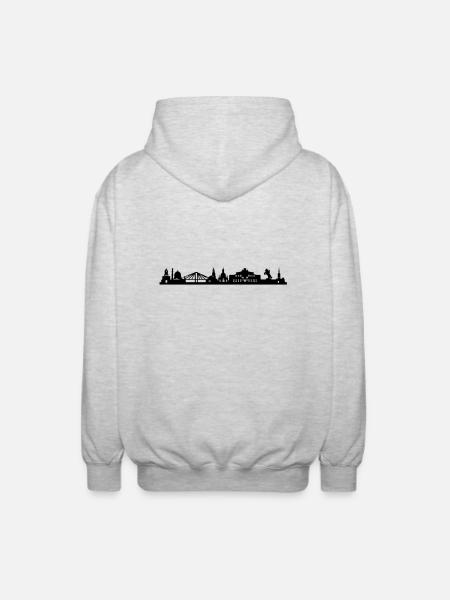 Skyline Dresden lang - Unisex Kapuzenjacke - Hellgrau meliert