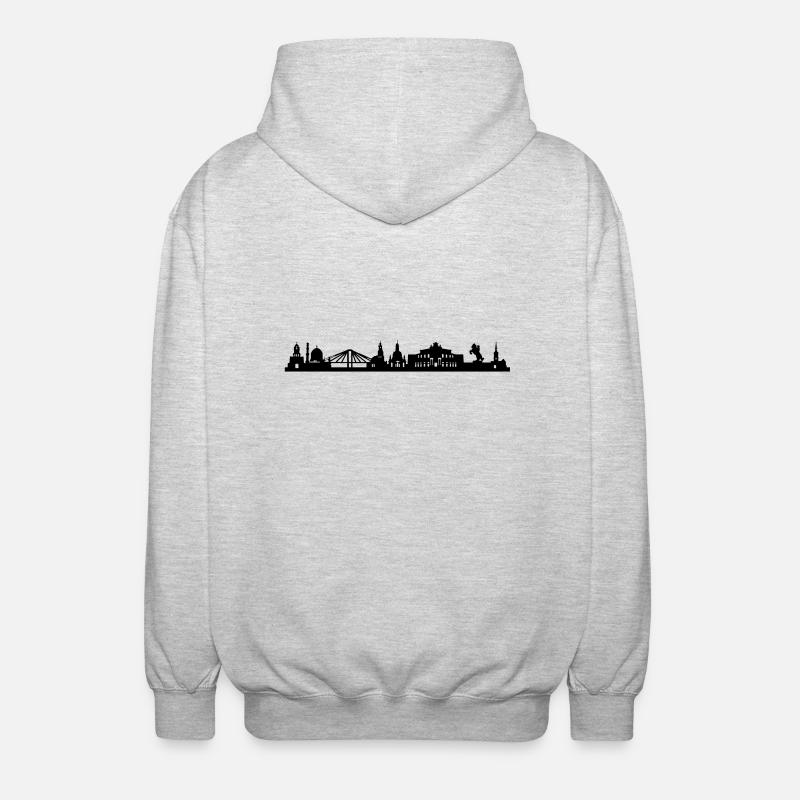 Skyline Dresden lang - Unisex Kapuzenjacke - Hellgrau meliert