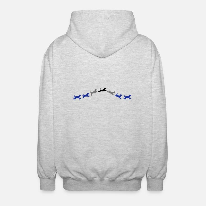 Hund springt - Unisex Kapuzenjacke - Hellgrau meliert