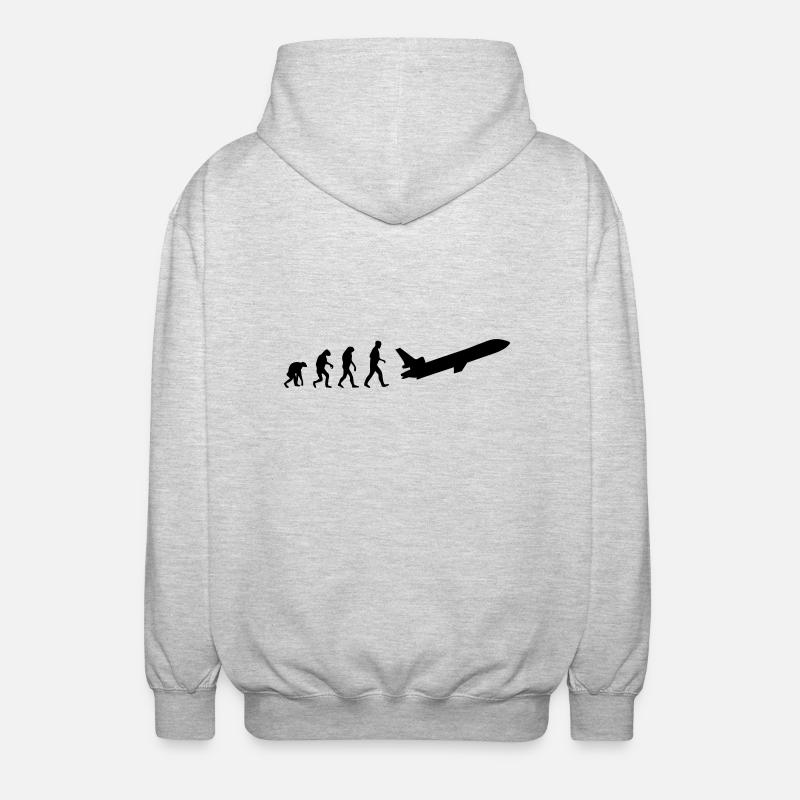 flugzeug evolution - Unisex Kapuzenjacke - Hellgrau meliert