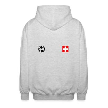 Switzerland - Unisex Hooded Jacket - light heather grey - Back - AI Model Male 185 light (185cm)