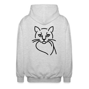 Süßes Katzenportrait in schwarz weiss - Unisex Kapuzenjacke - Hellgrau meliert - Hinten - AI Model Male 185 light (185cm)