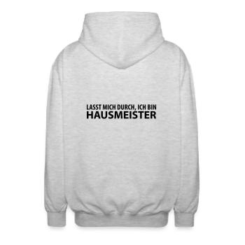 hausmeister - Unisex Kapuzenjacke - Hellgrau meliert - Hinten - AI Model Male 185 light (185cm)