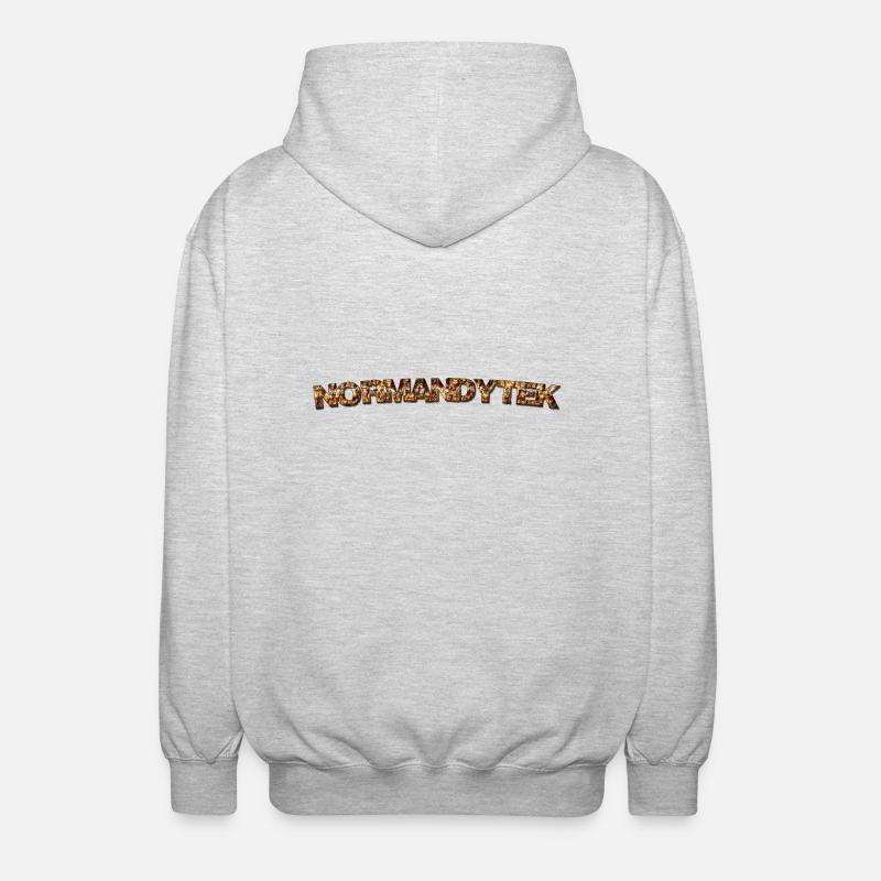 Normandytek script - Unisex Hooded Jacket - light heather grey