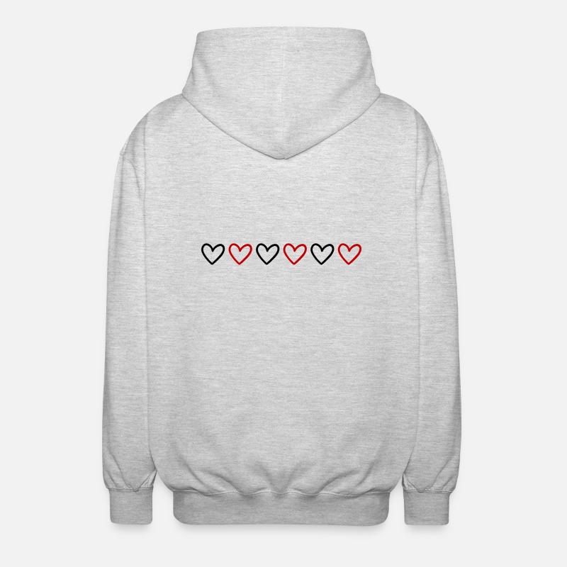 Hearts Line Icon - Unisex Hooded Jacket - light heather grey