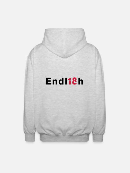 Endlich 18 - Unisex Kapuzenjacke - Hellgrau meliert