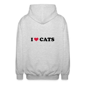 I Love Cats - Veste à capuche unisexe - gris clair chiné - Dos - AI Model Male 185 light (185cm)