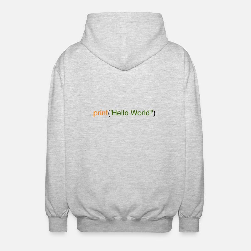 Hello World Python - Unisex Kapuzenjacke - Hellgrau meliert