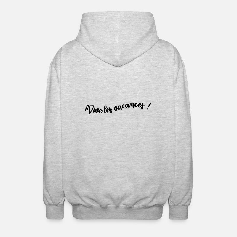 VIVE LES VACANCES. VACANCES. BONNES VACANCES - Veste à capuche unisexe - gris clair chiné