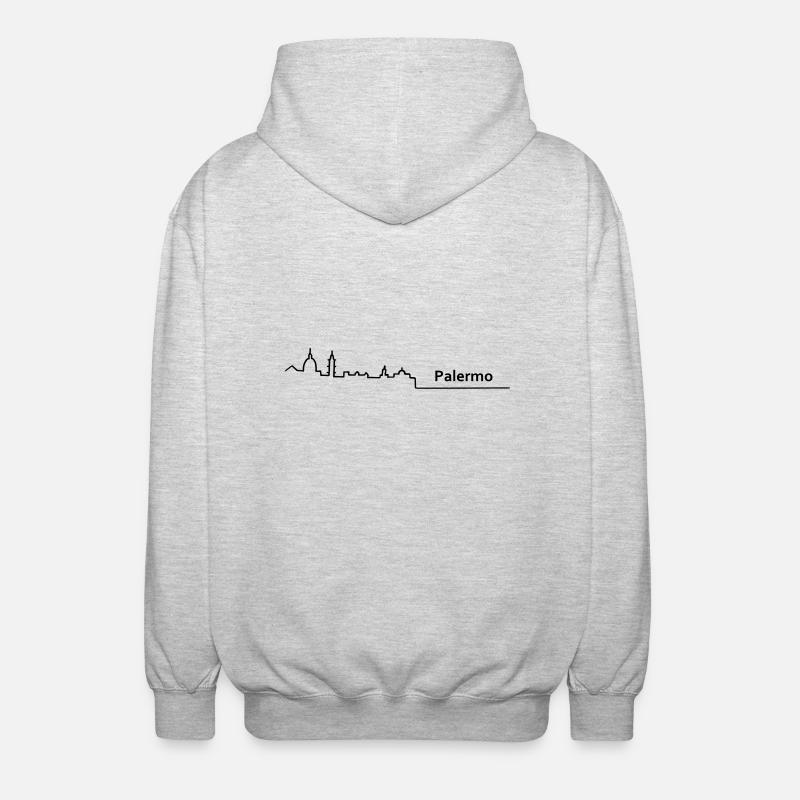 palermo skyline - Unisex Hooded Jacket - light heather grey
