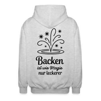 Backen ist wie Magie, nur leckerer! - Unisex Kapuzenjacke - Hellgrau meliert - Hinten - AI Model Male 185 light (185cm)