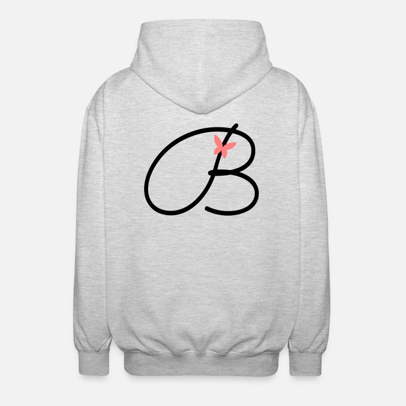 Lettre B Lettre initiale Papillon - Veste à capuche unisexe - gris clair chiné