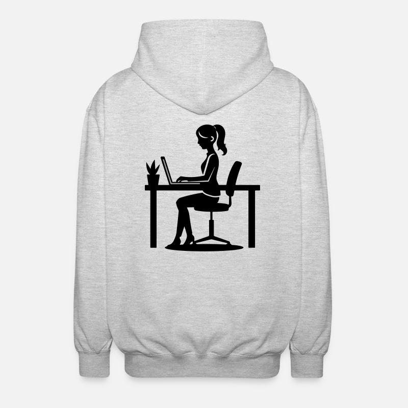 Frau Computer Job - Unisex Kapuzenjacke - Hellgrau meliert