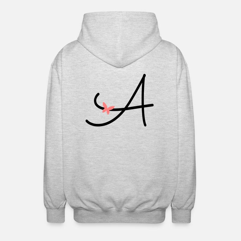 Letter A Initial Letter Butterfly - Unisex Hooded Jacket - light heather grey