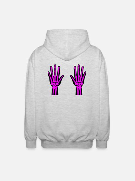 Skeleton Hands 02 - Unisex Hooded Jacket - light heather grey