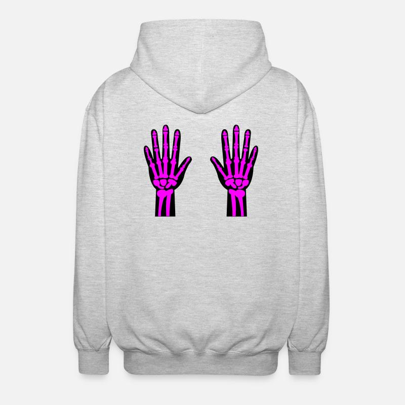 Skeleton Hands 02 - Unisex Hooded Jacket - light heather grey