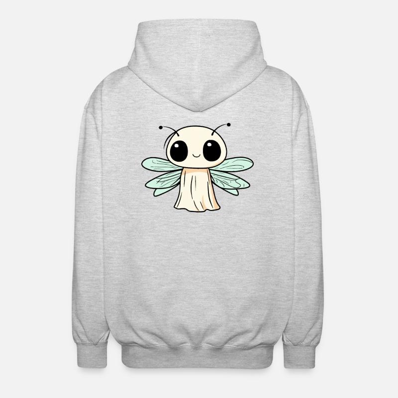 Dragonfly Halloween Comic Ghost - Unisex Hooded Jacket - light heather grey