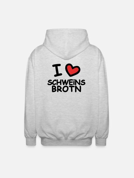 I Love Schweinsbrotn - Unisex Kapuzenjacke - Hellgrau meliert