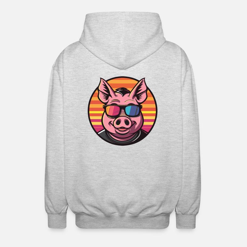 Cochon Bande Dessinée Été Cool - Veste à capuche unisexe - gris clair chiné