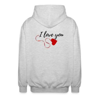 I love you - Unisex Kapuzenjacke - Hellgrau meliert - Hinten - AI Model Male 185 light (185cm)