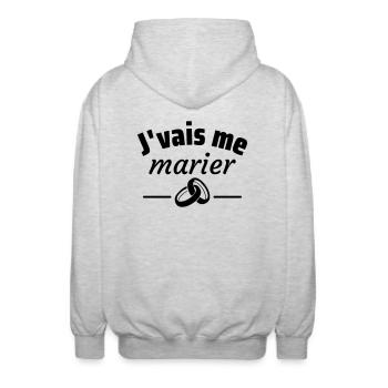 j vais me marier,cadeau,EVJF,EVG,mariage - Veste à capuche unisexe - gris clair chiné - Dos - AI Model Male 185 light (185cm)