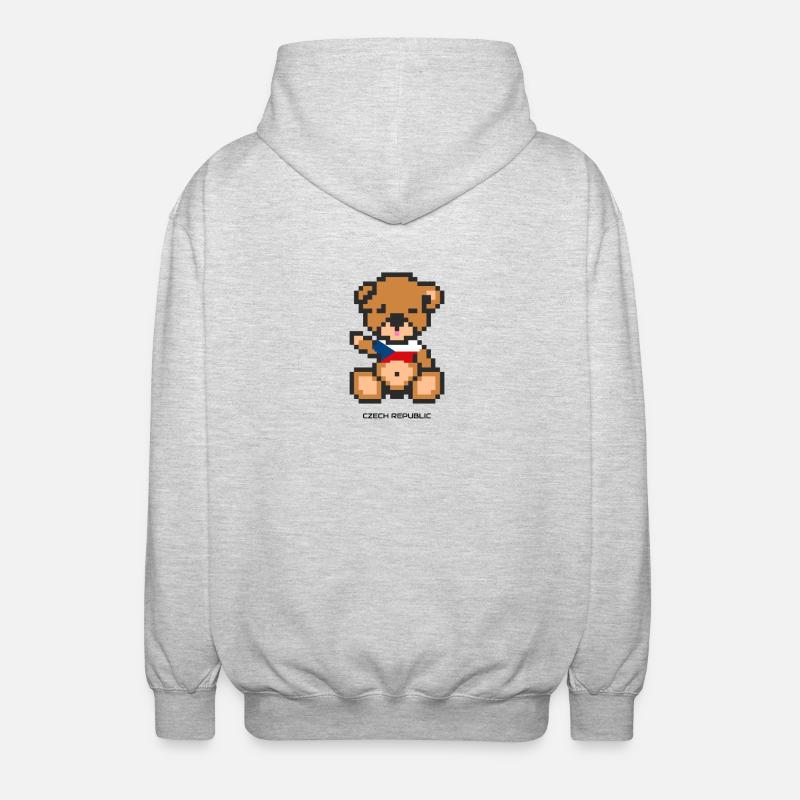 Pixel Bär Tschechien - Unisex Kapuzenjacke - Hellgrau meliert