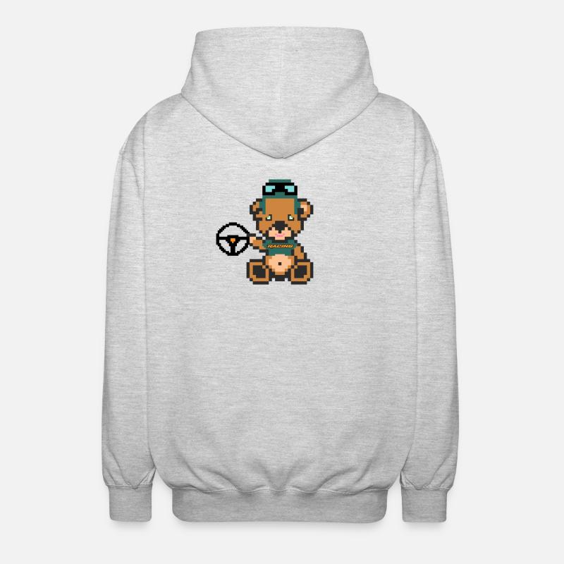 Pixel Bear Racing - Veste à capuche unisexe - gris clair chiné
