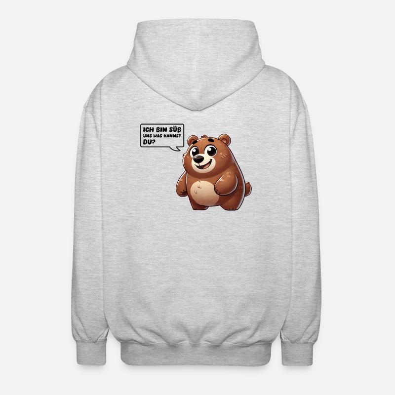 Ours Bande dessinée Mignon - Veste à capuche unisexe - gris clair chiné