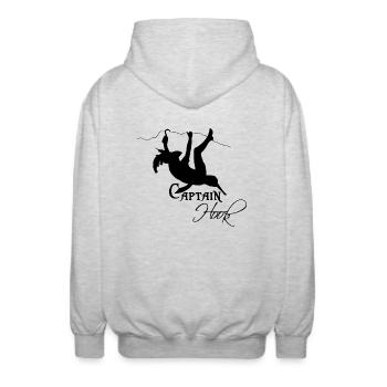 Captain Hook - Unisex Kapuzenjacke - Hellgrau meliert - Hinten - AI Model Male 185 light (185cm)