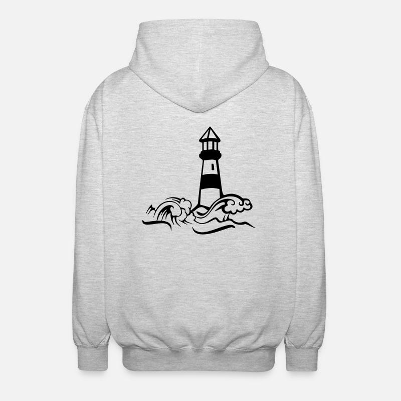 leuchtturm sturm welle - Unisex Kapuzenjacke - Hellgrau meliert