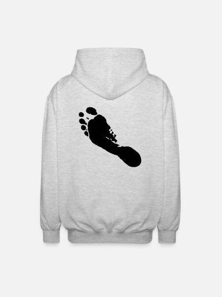 barefoot left (footprint) / Barfuß links ( - Unisex Hooded Jacket - light heather grey
