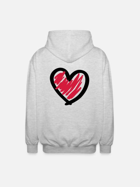 Cool Heart - Unisex Kapuzenjacke - Hellgrau meliert
