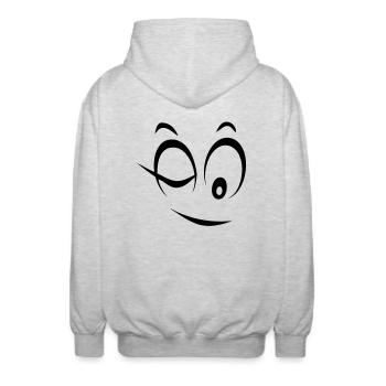 Smiley Zwinkern oeil2 - Unisex Kapuzenjacke - Hellgrau meliert - Hinten - AI Model Male 185 light (185cm)