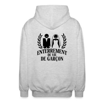 Enterrement de vie de garçon - Unisex Kapuzenjacke - Hellgrau meliert - Hinten - AI Model Male 185 light (185cm)