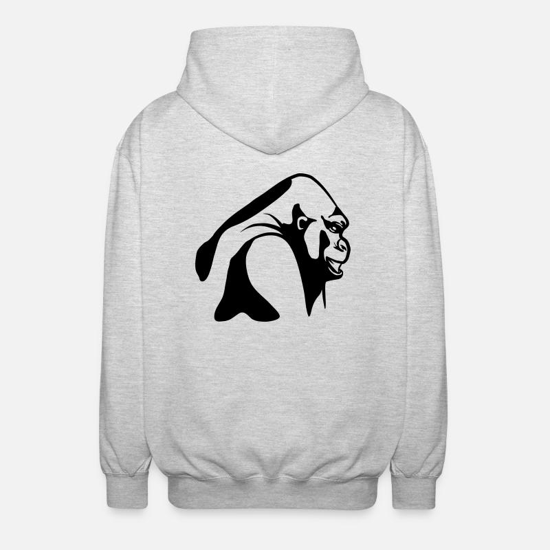 Gorille singe - Veste à capuche unisexe - gris clair chiné