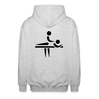 Physiotherapist - Unisex Hooded Jacket - light heather grey - Back - AI Model Male 185 light (185cm)