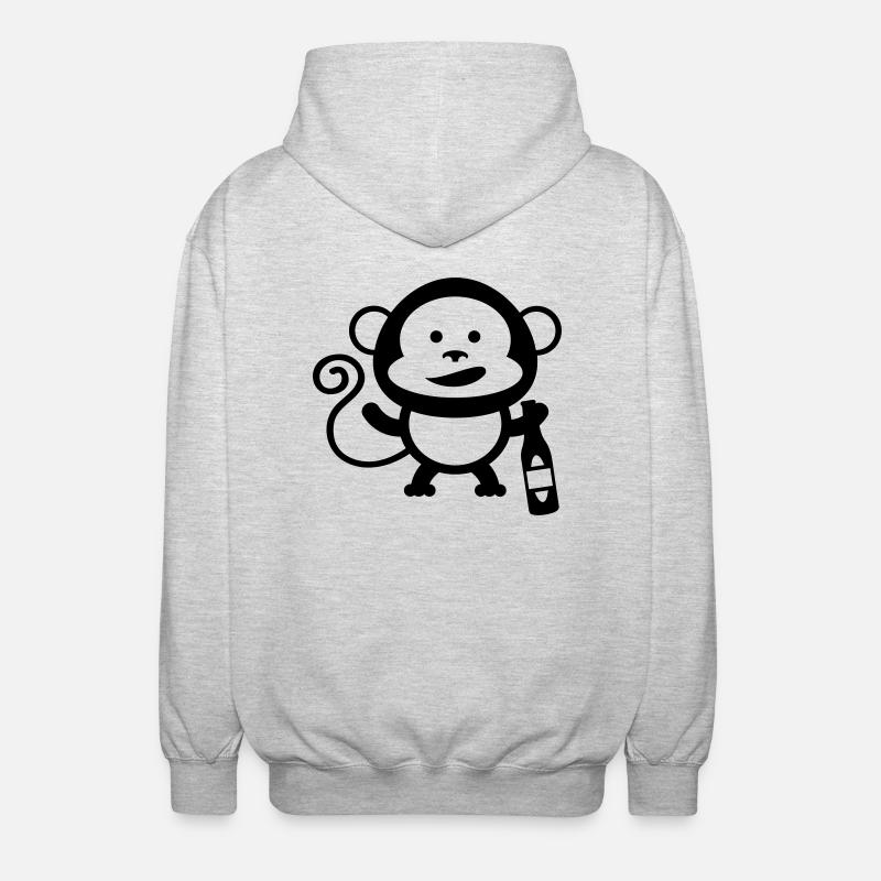 monkey beer comic - Unisex Kapuzenjacke - Hellgrau meliert