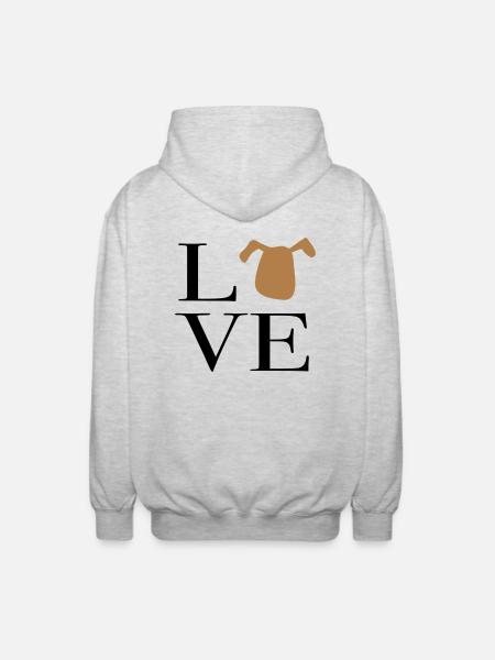Ich liebe Hunde - Unisex Kapuzenjacke - Hellgrau meliert