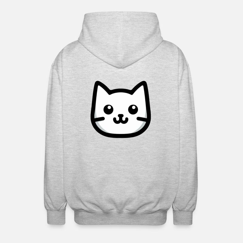 Einfaches Katzendesign - Unisex Kapuzenjacke - Hellgrau meliert