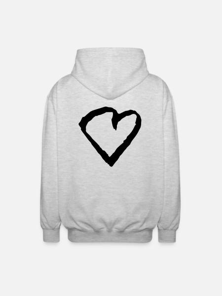 herz - Unisex Kapuzenjacke - Hellgrau meliert