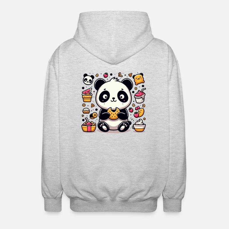 Panda mignon avec des collations - Veste à capuche unisexe - gris clair chiné