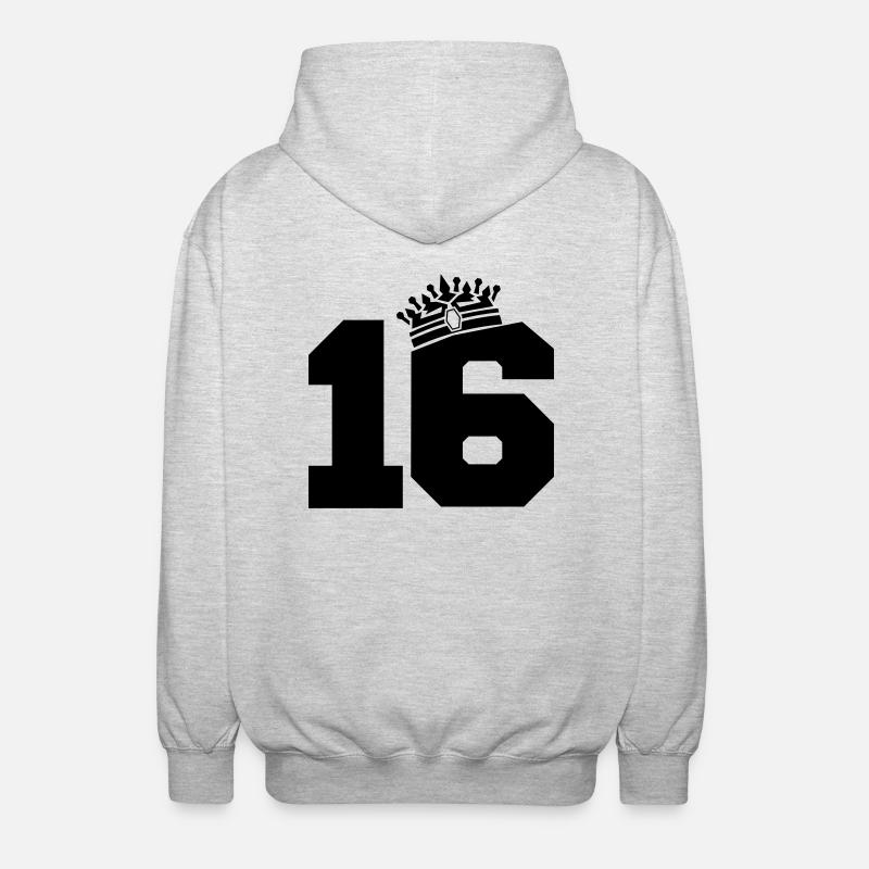 16 king - Unisex Kapuzenjacke - Hellgrau meliert